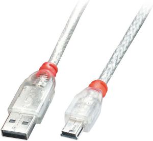 Kabel USB Lindy USB-A - miniUSB 0.5 m Przezroczysty (41781) 1