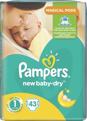 Pieluszki Pampers New Baby-Dry rozmiar 1 (Newborn), 43 pieluszki 1