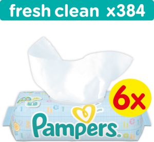 Pampers Fresh Clean chusteczki dla niemowląt 6 x 64 sztuki 1