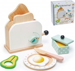 Tender Toys Zabawka drewniana toster z zestawem śniadaniowym Mini Chef Tender Leaf Toys 1
