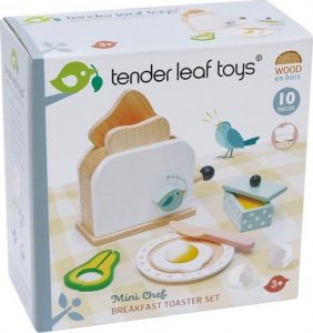 Tender Toys Zabawka drewniana toster z zestawem śniadaniowym Mini Chef Tender Leaf Toys 4