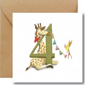 Hi Little One Kartka na czwarte urodziny Żyrafa Hi Little 1