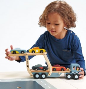 Tender Toys Drewniana laweta z samochodami Tender Leaf Toys 3