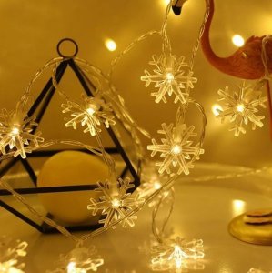 Lampki choinkowe Lampki LED łańcuch płatki śniegu 10m 100LED ciepły biały 1