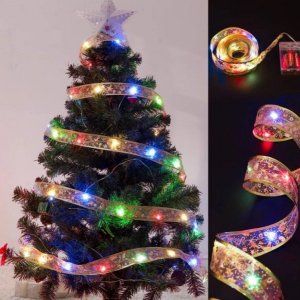 Lampki choinkowe Wstążka ozdobna taśma złota lampki LED 10m 100LED multikolor 1