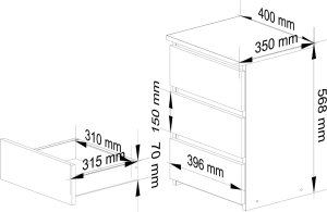 Fabryka Mebli Akord Szafka nocna CL3 40 cm 3 szuflady - dąb artisan 3