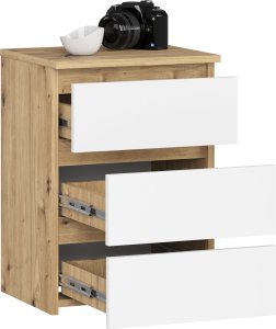 Fabryka Mebli Akord Szafka nocna CL3 40 cm 3 szuflady - dąb artisan-biała 2
