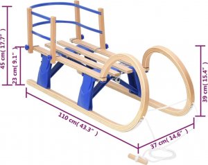 vidaXL vidaXL Składane sanki z oparciem, 110 cm, sklejka 7