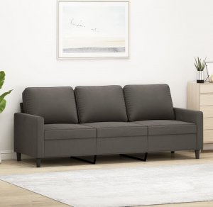 vidaXL vidaXL Sofa 3-osobowa, ciemnoszara, 180 cm, obita aksamitem 1