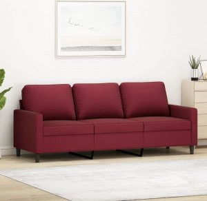 vidaXL vidaXL Sofa 3-osobowa, winna czerwień, 180 cm, obita aksamitem 1