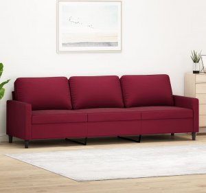 vidaXL vidaXL Sofa 3-osobowa, winna czerwień, 210 cm, obita aksamitem 1