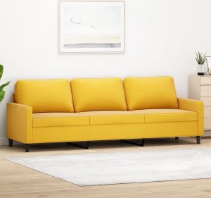 vidaXL vidaXL Sofa 3-osobowa, żółty, 210 cm, tapicerowana aksamitem 1