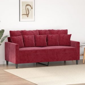 vidaXL vidaXL Sofa 2-osobowa, winna czerwień, 140 cm, tapicerowana aksamitem 1