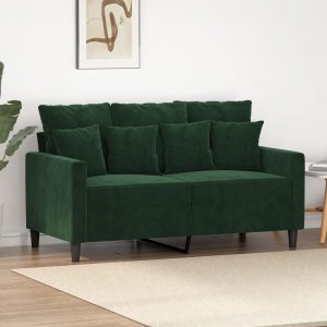 vidaXL vidaXL Sofa 2-osobowa, ciemnozielona, 120 cm, tapicerowana aksamitem 1