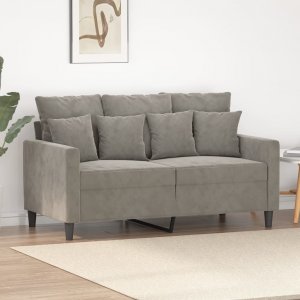 vidaXL vidaXL Sofa 2-osobowa, jasnoszara, 120 cm, tapicerowana aksamitem 1