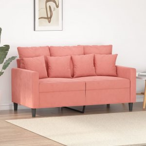 vidaXL vidaXL Sofa 2-osobowa, różowy, 120 cm, tapicerowana aksamitem 1