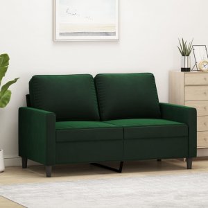 vidaXL vidaXL Sofa 2-osobowa, ciemnozielona, 120 cm, tapicerowana aksamitem 1