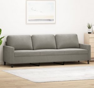 vidaXL vidaXL Sofa 3-osobowa, jasnoszary, 210 cm, obita aksamitem 1