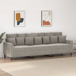 vidaXL vidaXL Sofa 3-osobowa, jasnoszary, 210 cm, obita aksamitem 1