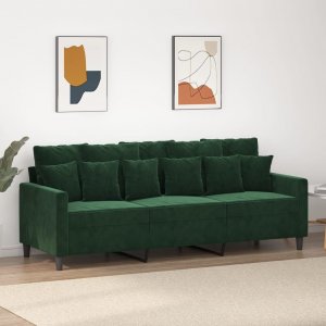 vidaXL vidaXL Sofa 3-osobowa, ciemnozielony, 180 cm, obita aksamitem 1