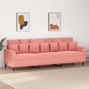 vidaXL vidaXL Sofa 3-osobowa, różowa, 210 cm, obita aksamitem 1