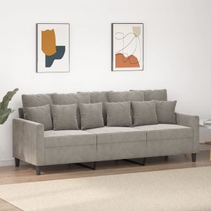 vidaXL vidaXL Sofa 3-osobowa, jasnoszara, 180 cm, tapicerowana aksamitem 1