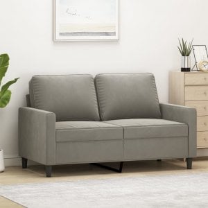 vidaXL vidaXL Sofa 2-osobowa, jasnoszara, 120 cm, tapicerowana aksamitem 1