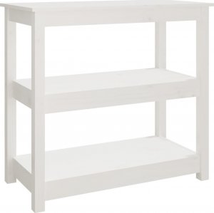 vidaXL Stolik konsolowy, biały, 80x40x74 cm, lite drewno sosnowe 2