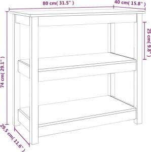 vidaXL Stolik konsolowy, biały, 80x40x74 cm, lite drewno sosnowe 8