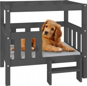 vidaXL vidaXL Legowisko dla psa, szare, 75,5x63,5x70 cm, lite drewno sosnowe 4