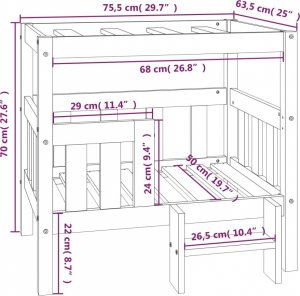 vidaXL vidaXL Legowisko dla psa, szare, 75,5x63,5x70 cm, lite drewno sosnowe 8