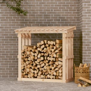 vidaXL Stojak na drewno opałowe, 108x64,5x109 cm, lite drewno sosnowe 1