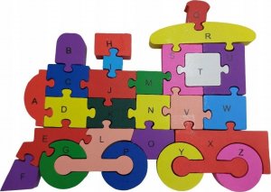 MIK Klocki 3D Drewniane Dla Dzieci Puzzle Litery Cyfry 1
