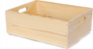Wamar-Sosenka Drewniana Skrzynka z uchwytami 13,5x40x30 cm - Naturalna Surowa Szlifowana Drewno sosnowe 12 litrów / Wamar-Sosenka 2