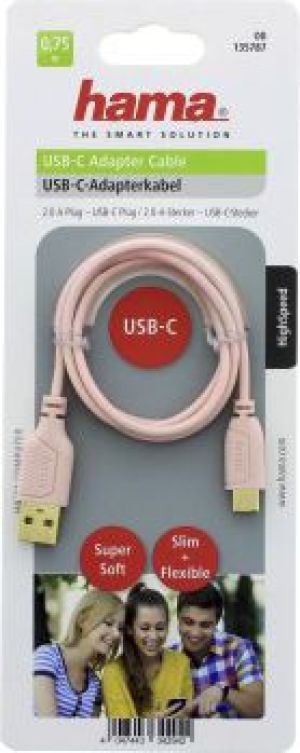 Kabel USB Hama USB-A - 0.75 m Różowy (001357870000) 9