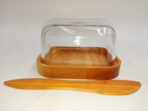 Maselniczka Yolli Drewniana maselniczka maselnica szklana pokrywa () - MASN 1