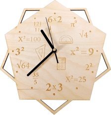 Koszulkowy Zegar dla nauczyciela matematyki - drewniany zegar ścienny z grawerem 1