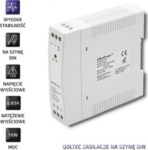 Qoltec Zasilacz na szynę DIN | 10W | 12V | 0.83A | Biały | Slim 4