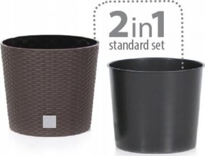 Prosperplast Doniczka rattanowa Donica okrągła RATO ANTRACYT 4