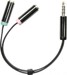 Kabel Deltaco Jack 3.5mm - Jack 3.5mm x2 0.1m czarny (AUD-201) 1