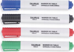 Taurus MARKER SUCHOŚCIERALNY I DO FLIPCHARTU OKRĄGŁY 1,0-3,0mm TAURUS 4 KOLORY GĄBKA 1