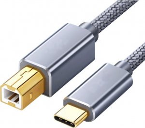 Kabel USB QGeeM USB-B - USB-C 1 m Szary (QG-CC0035) 1