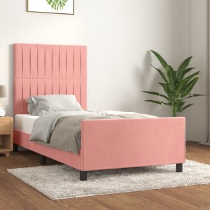 vidaXL vidaXL Rama łóżka z zagłówkiem, różowa, 80x200 cm, aksamitna 1