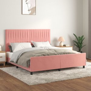 vidaXL vidaXL Rama łóżka z zagłówkiem, różowa, 160x200 cm, aksamitna 1