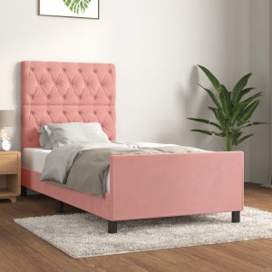 vidaXL vidaXL Rama łóżka z zagłówkiem, różowa, 80x200 cm, aksamitna 1