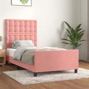 vidaXL vidaXL Rama łóżka z zagłówkiem, różowa, 90x200 cm, aksamitna 1