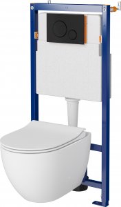 Zestaw podtynkowy Cersanit stelaż Tech Line Opti, miska ZEN CleanOn, deska duroplastowa, przycisk B2 czarny mat B637 (S701-671) 1