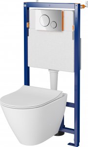 Zestaw podtynkowy Cersanit Tech Line Opti, miska CITY OVAL CleanOn, deska duroplastowa, przycisk OPTI B2 chrom błyszczący B634 (S701-660) 1