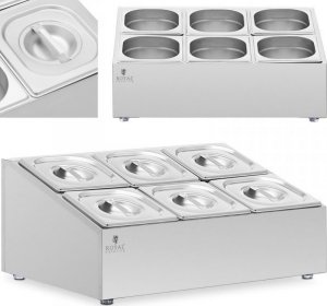 Royal Catering Ekspozytor stojak na pojemniki gastronomiczne 6 x GN 1/6 + pojemniki z pokrywkami 1