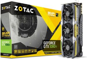 Karta graficzna Zotac GeForce GTX 1080 Ti AMP Extreme Core Edition 11GB GDDR5X (352 bit), DVI-D, HDMI, 3xDisplayPort, BOX (ZT-P10810F-10P) 1